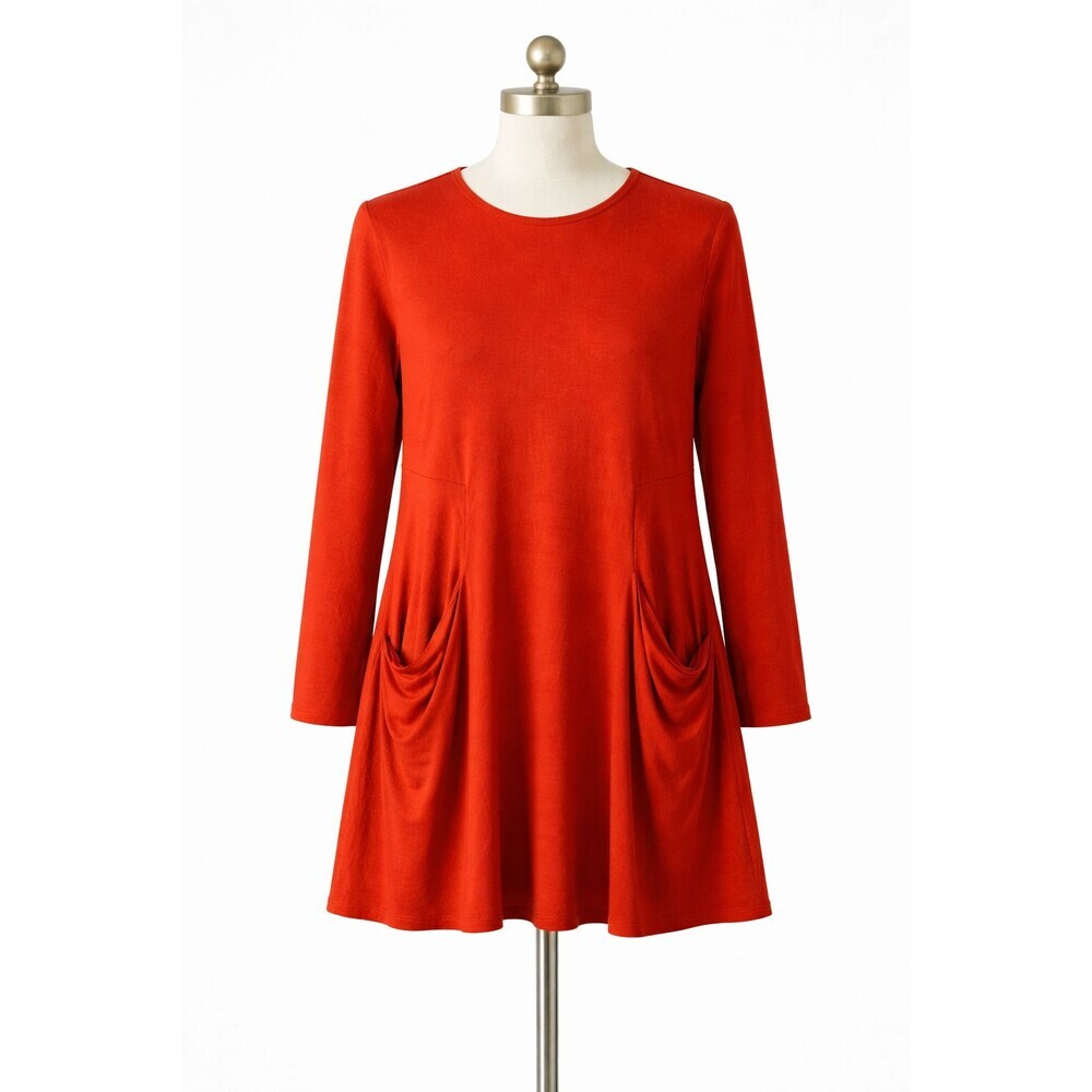 Betabrand Dress Size XS Rust Pumpkin Spice Pockets Long Sleeve Stretch Comfort